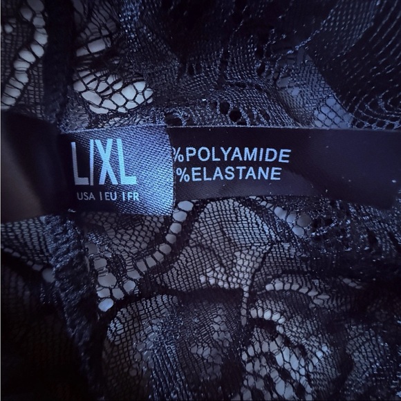 NWOT Oh La La Cheri Black Lace Teddy Bodysuit Satin Tie Womens L XL - Picture 4 of 7